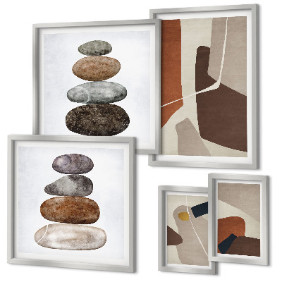 Conjunto de 5 quadros decorativos Arte abstrata boho nova