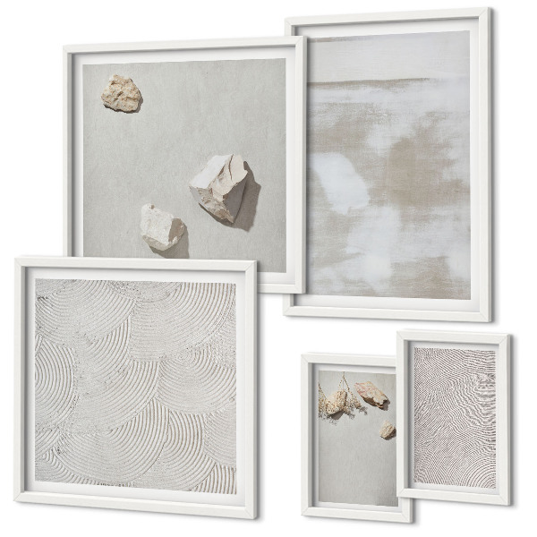 Conjunto de 5 quadros com moldura Textura boho de arenito