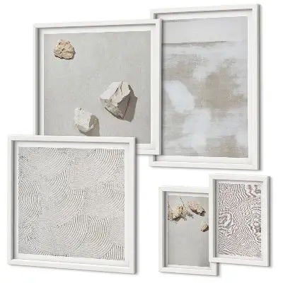 Conjunto de 5 quadros com moldura com estampa de textura boho de arenito