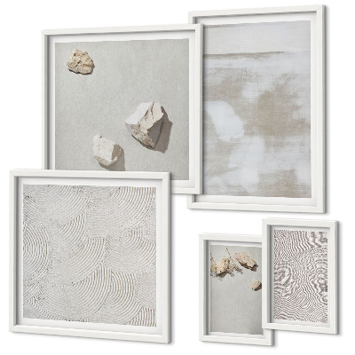 Conjunto de 5 quadros com moldura Textura boho de arenito