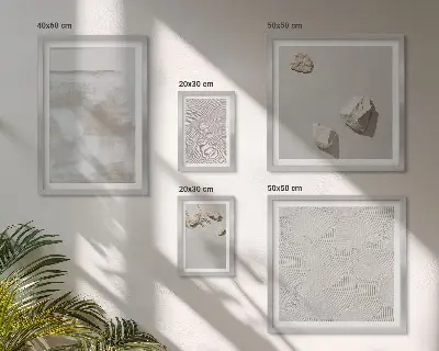 Conjunto de 5 quadros com moldura com estampa de textura boho de arenito