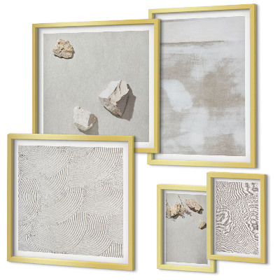 Conjunto de 5 quadros com moldura Textura boho de arenito