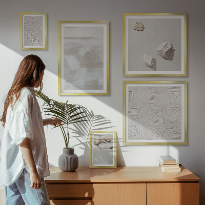 Conjunto de 5 quadros com moldura Textura boho de arenito