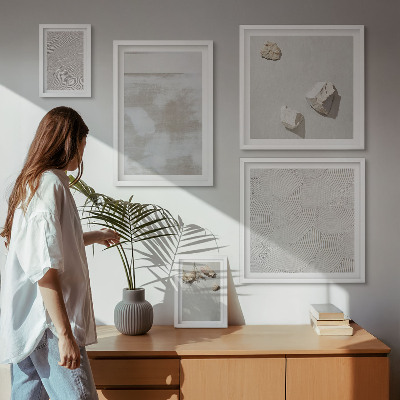 Conjunto de 5 quadros com moldura Textura boho de arenito