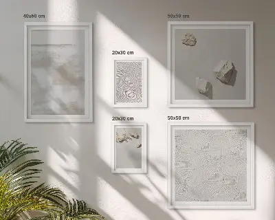 Conjunto de 5 quadros com moldura com estampa de textura boho de arenito
