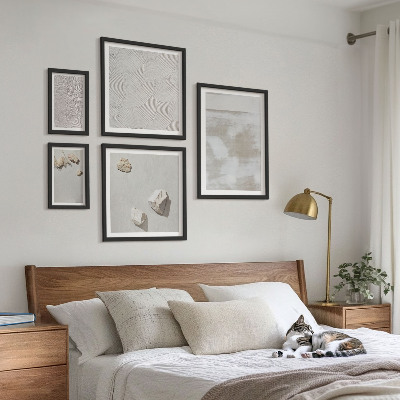 Conjunto de 5 quadros com moldura Textura boho de arenito