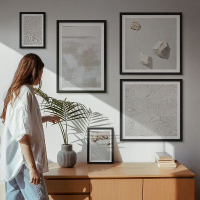 Conjunto de 5 quadros com moldura Textura boho de arenito