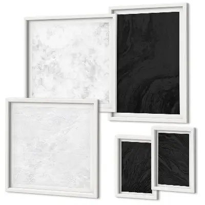 Conjunto de 5 quadros decorativos com estampas de mármore em tons escuros