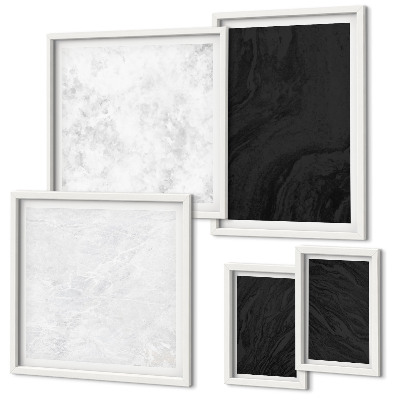 Conjunto de 5 quadros decorativos Mármores glamorosos de luz escura