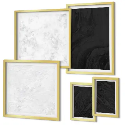 Conjunto de 5 quadros decorativos com estampas de mármore em tons escuros
