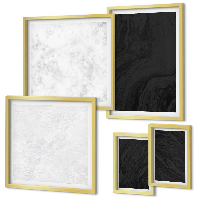 Conjunto de 5 quadros decorativos Mármores glamorosos de luz escura
