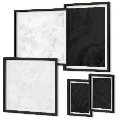 Conjunto de 5 quadros decorativos com estampas de mármore em tons escuros