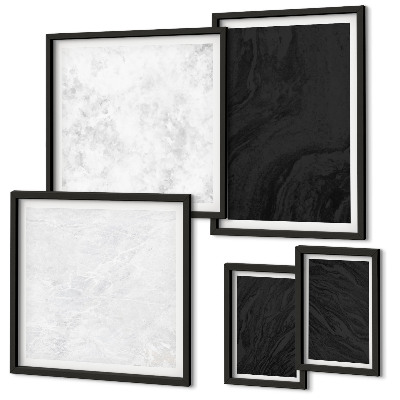 Conjunto de 5 quadros decorativos Mármores glamorosos de luz escura