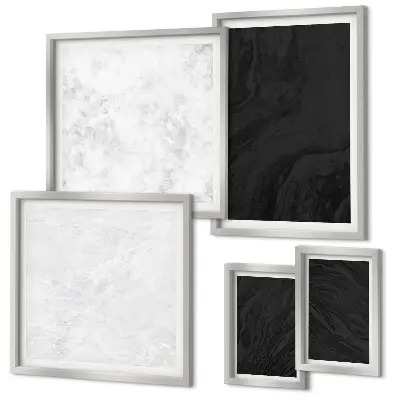 Conjunto de 5 quadros decorativos com estampas de mármore em tons escuros