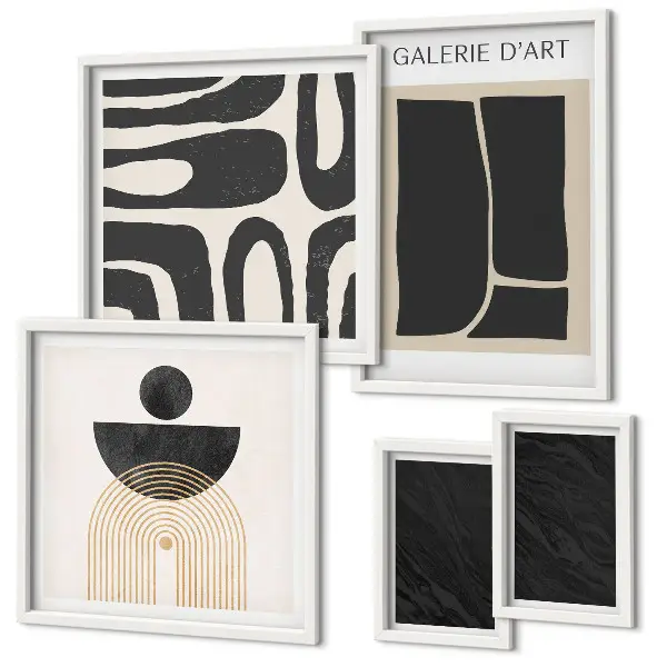 Galeria de quadros de parede com formas abstratas de mármore