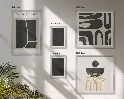 Galeria de quadros de parede com formas abstratas de mármore