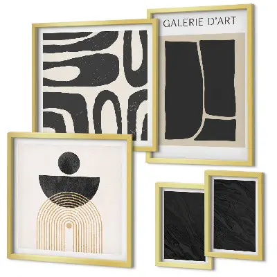 Galeria de quadros de parede com formas abstratas de mármore