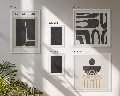 Galeria de quadros de parede com formas abstratas de mármore
