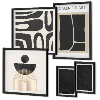 Galeria de quadros de parede com formas abstratas de mármore