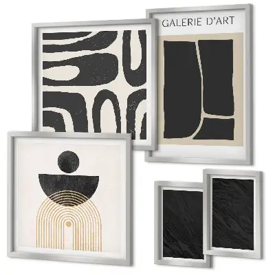 Galeria de quadros de parede com formas abstratas de mármore