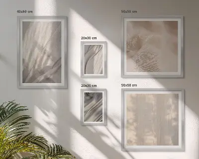 Conjunto de 5 quadros com moldura de tecidos boho naturais em close-up