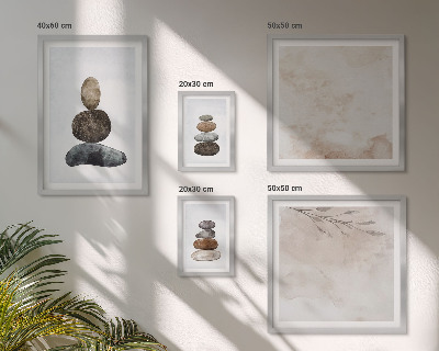 Conjunto de 5 quadros decorativos Pilhas de pedras pintura boho