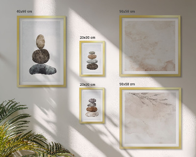 Conjunto de 5 quadros decorativos Pilhas de pedras pintura boho