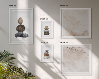 Conjunto de 5 quadros decorativos Pilhas de pedras pintura boho