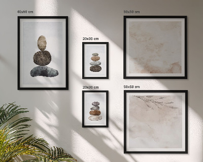 Conjunto de 5 quadros decorativos Pilhas de pedras pintura boho
