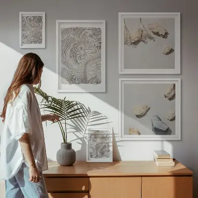 Galeria de parede com formas abstratas modernas