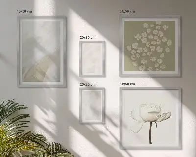 Conjunto de 5 quadros com moldura com estampa de flores estilo boho e texturas