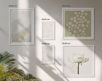 Conjunto de 5 quadros com moldura com estampa de flores estilo boho e texturas