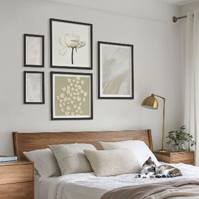Conjunto de 5 quadros com moldura Flores, estilo boho, texturas