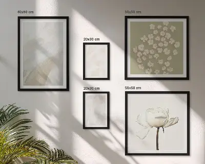 Conjunto de 5 quadros com moldura com estampa de flores estilo boho e texturas