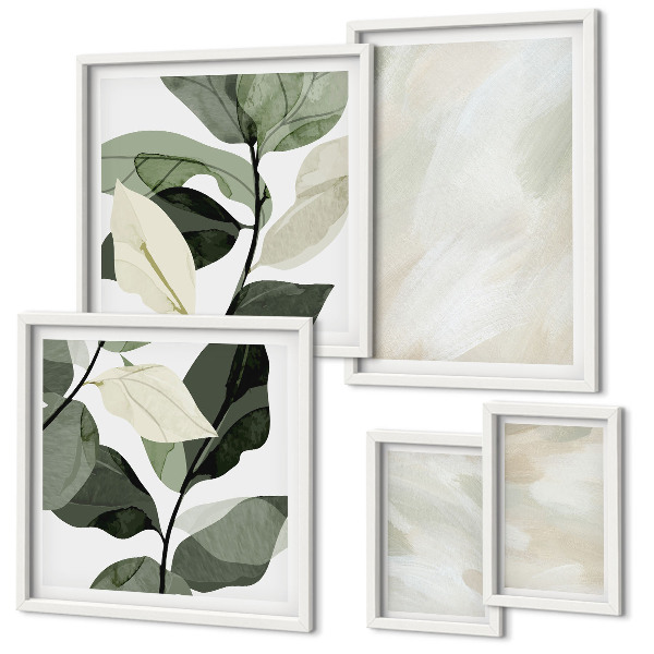 Conjunto de 5 quadros decorativos Cores vibrantes, abstrato, boho