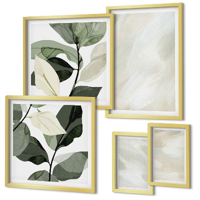 Conjunto de 5 quadros decorativos Cores vibrantes, abstrato, boho