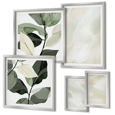 Conjunto de 5 quadros decorativos com estampas abstratas em cores vibrantes estilo boho