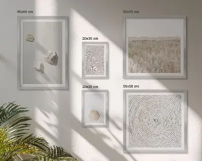 Galeria de parede com texturas de areia estilo boho leve