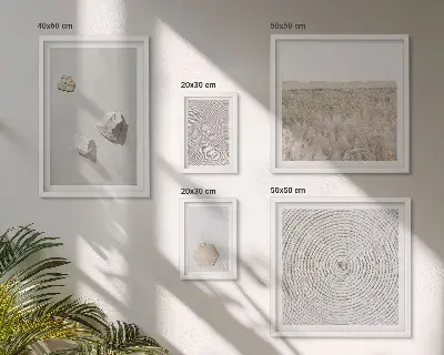 Galeria de parede com texturas de areia estilo boho leve
