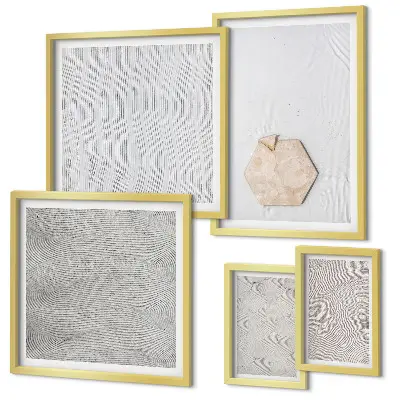 Galeria de quadros de parede com texturas de areia estilo boho