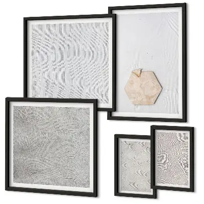 Galeria de quadros de parede com texturas de areia estilo boho