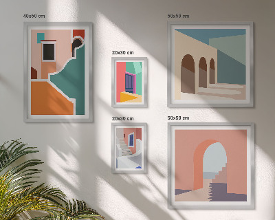 Conjunto de 5 quadros decorativos Ilustrações coloridas de edifícios
