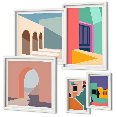 Galeria de parede Ilustrações coloridas da cidade