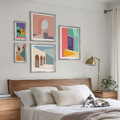 Galeria de parede Ilustrações coloridas da cidade