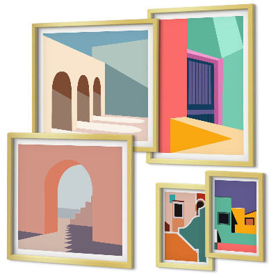 Galeria de parede Ilustrações coloridas da cidade