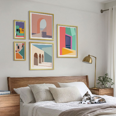 Galeria de parede Ilustrações coloridas da cidade