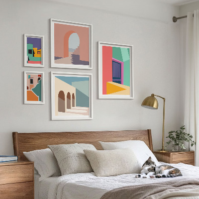 Galeria de parede Ilustrações coloridas da cidade