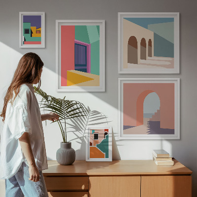 Galeria de parede Ilustrações coloridas da cidade