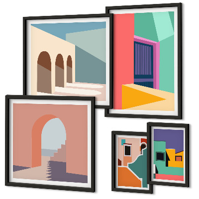 Galeria de parede Ilustrações coloridas da cidade