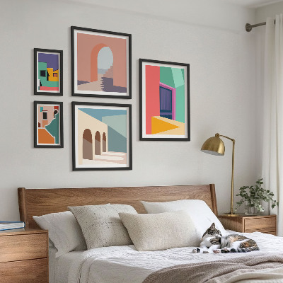 Galeria de parede Ilustrações coloridas da cidade